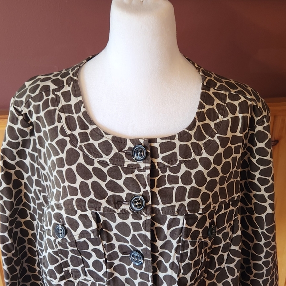Charter Club Giraffe Print Button Up Lightweight Jacket Blazer Top Size 2X - Picture 5 of 10